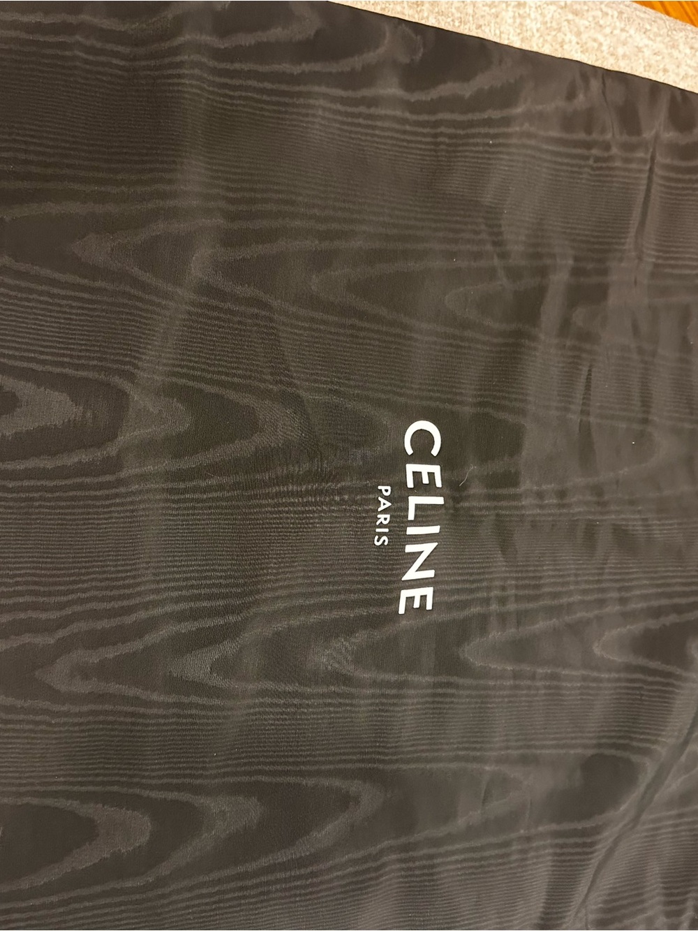 24x23 Celine Black drawstring bag with White Logo